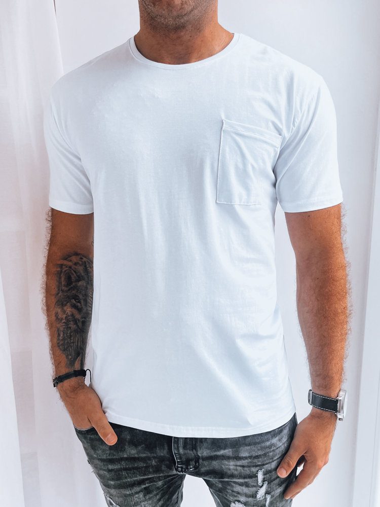E-shop Pohodlné biele tričko s náprsným vreckom