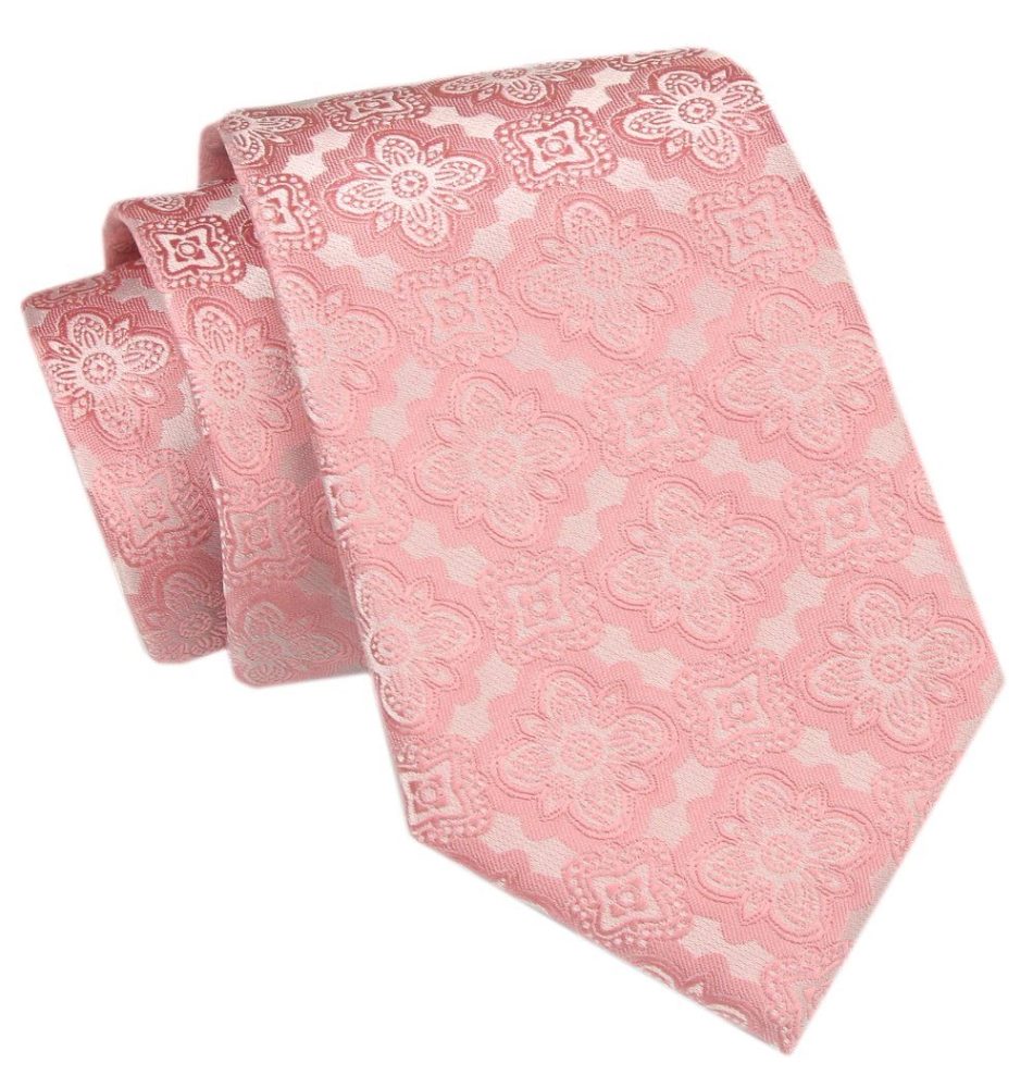 Vzorovaná ružová pánska kravata