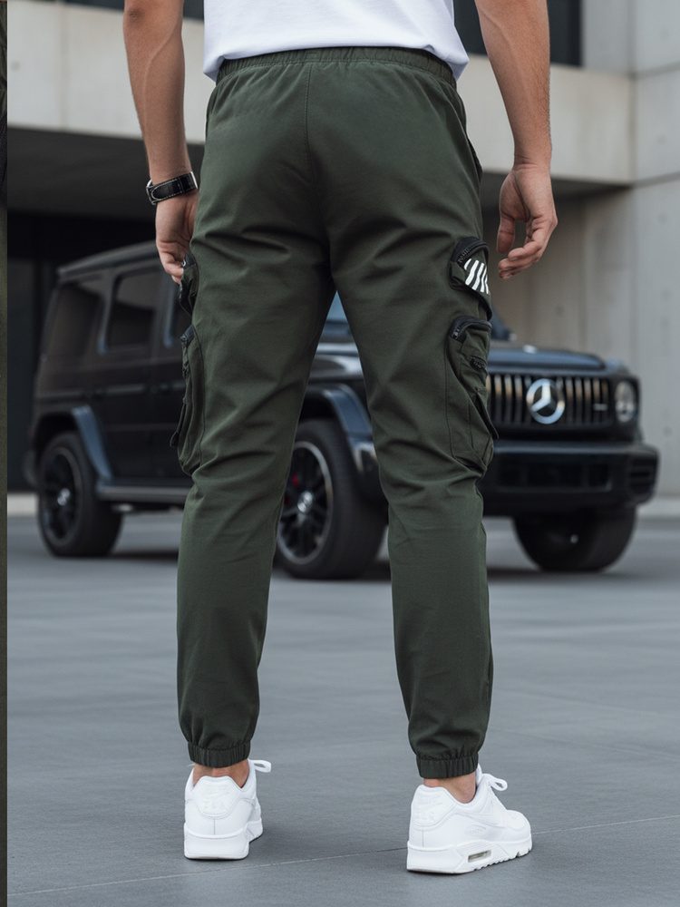 Trendy jogger kapsáčové nohavice pre pánov zelené
