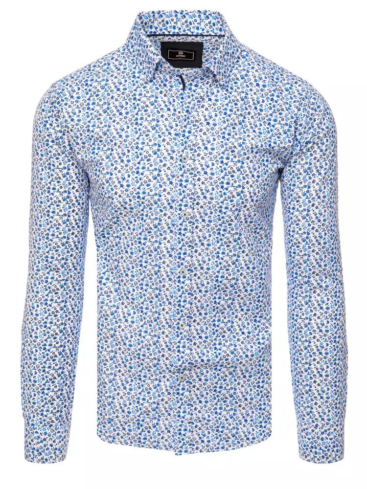 E-shop Biela košeľa s nádherným modrým vzorom