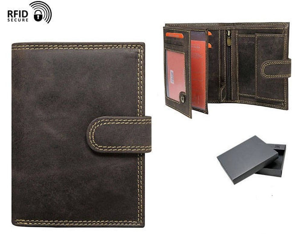 E-shop Hnedá kožená peňaženka na výšku s prackou