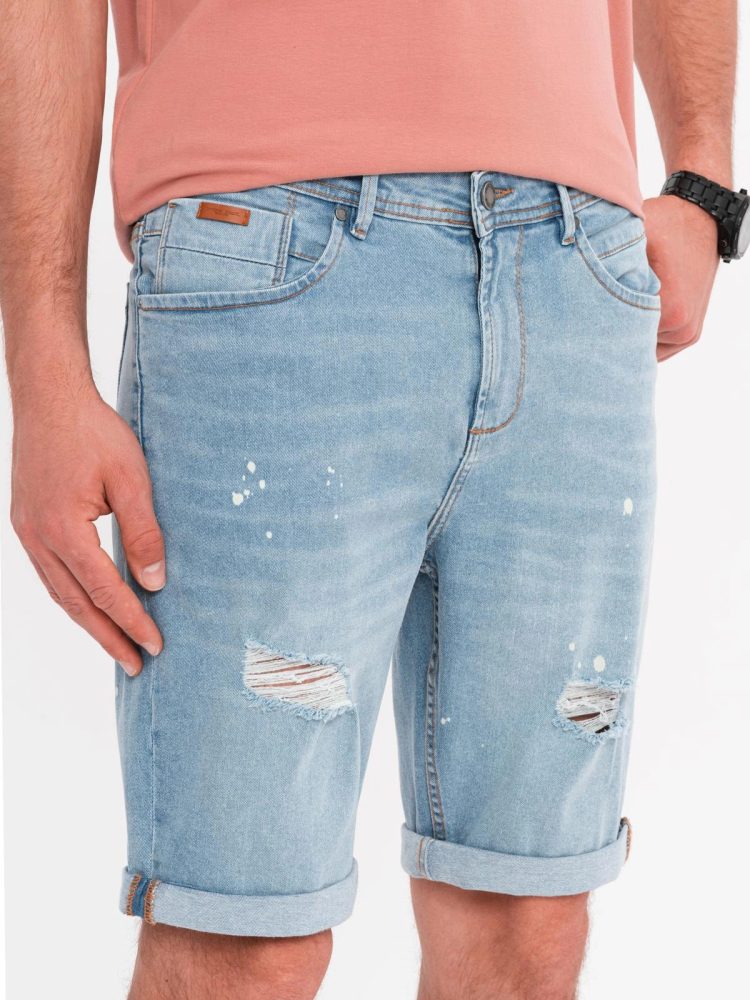 E-shop Moderné svetlomodré rifľové kraťasy s odreninami V1 SRDS-0186
