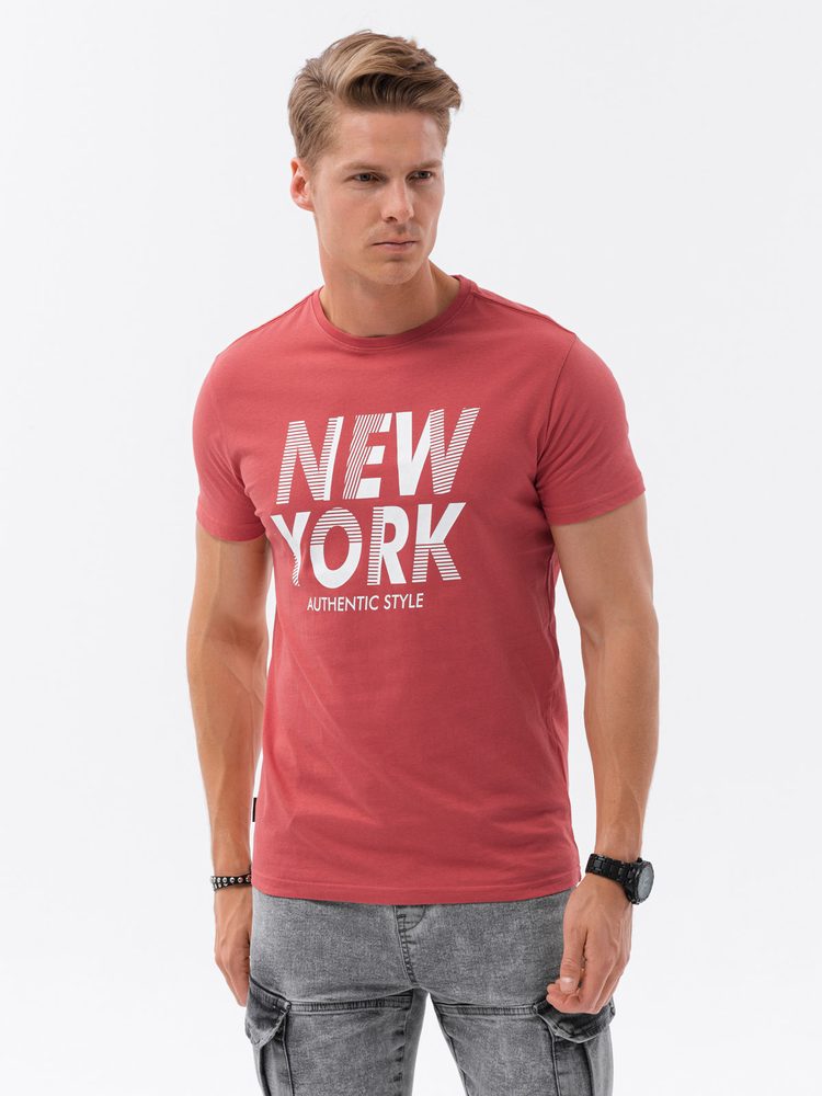 Tričko s krátkym rukávom a potlačou pre mužov červené