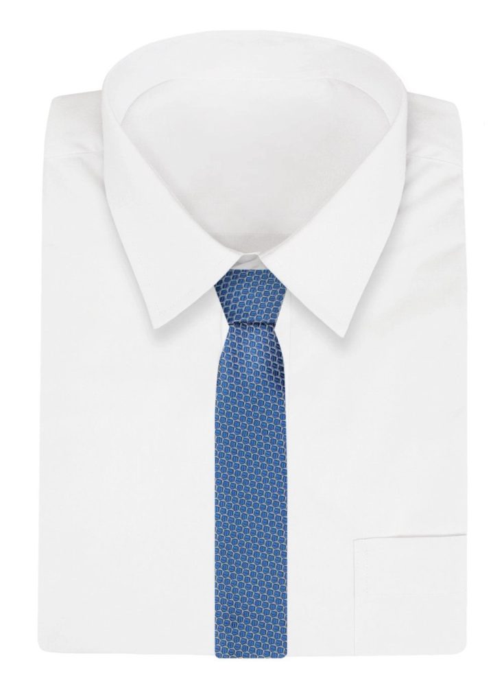 E-shop Moderná vzorovaná kravata v modrom odtieni