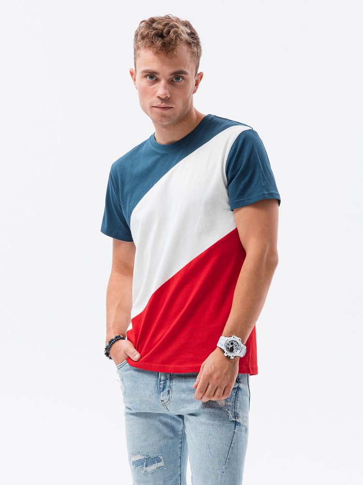 Štýlové pánske tričko s krátkym rukávom granátovo-červené