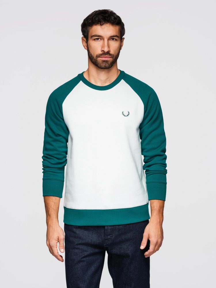 E-shop Moderná bielo-zelená mikina bez kapucne V1 SSNZ-0239
