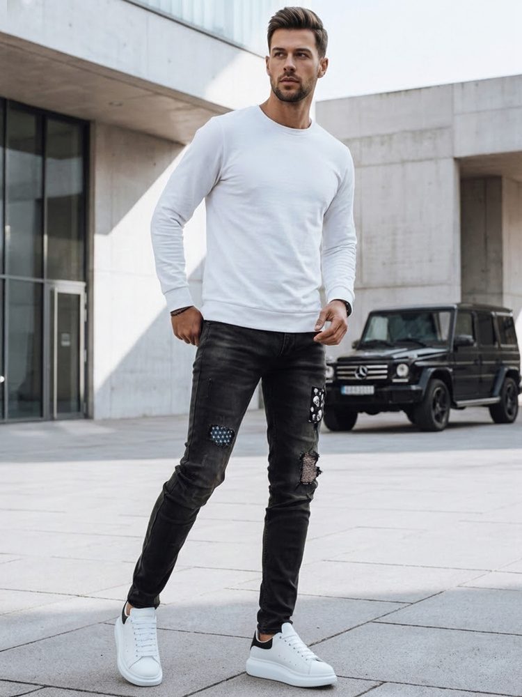 Trendy jeansy s lebkami čierne