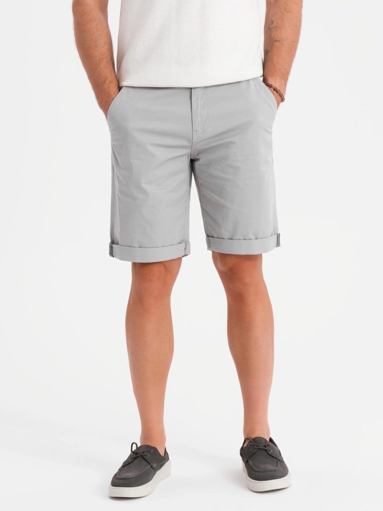 E-shop Pánske šedé chinos šortky s lemom V12 SRCS-0197