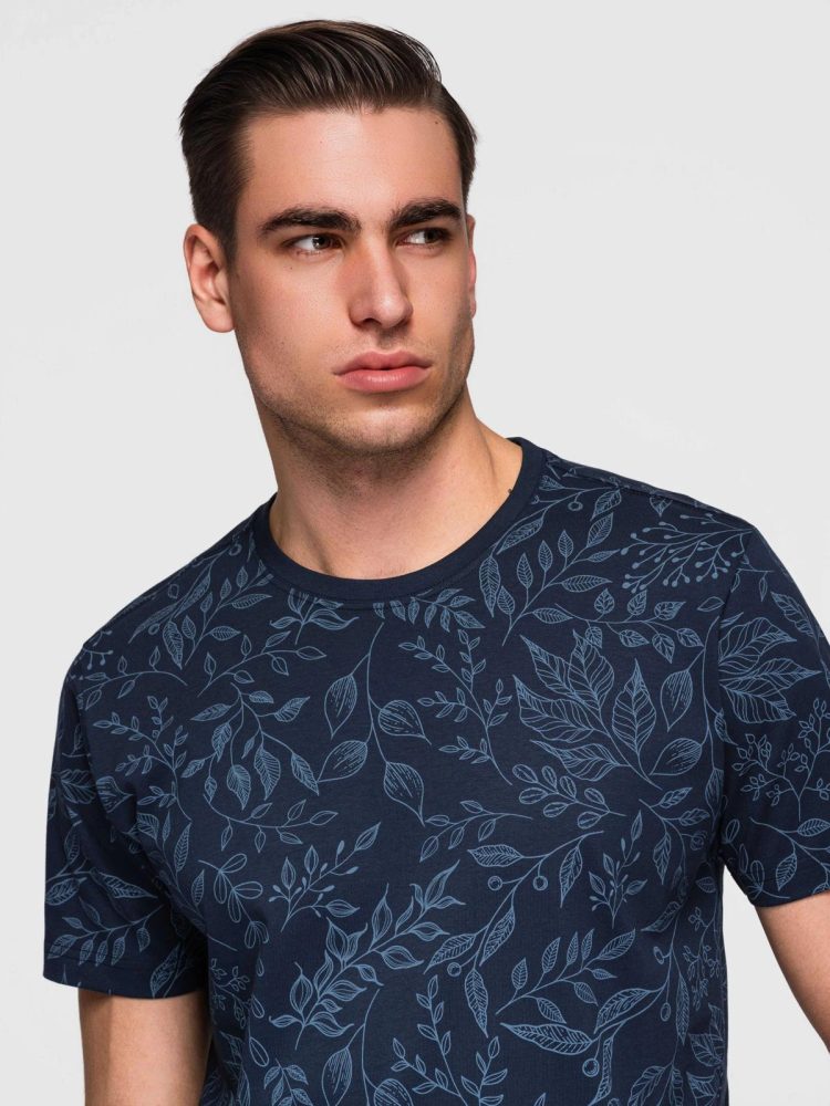 Trendy pánske tričko s krátkym rukávom- tmavomodré