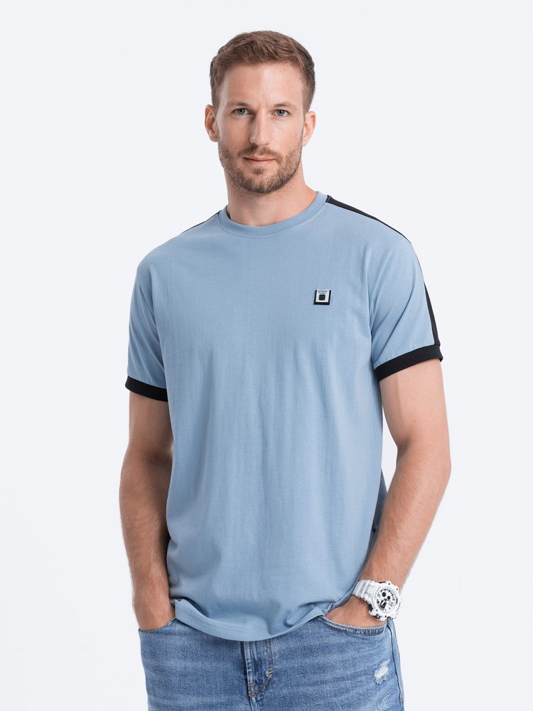 E-shop Jedinečné modré tričko s nášivkou V3 S1632