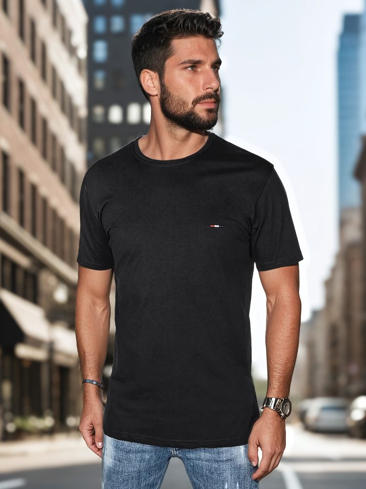 E-shop Trendy čierne tričko s krátkym rukávom a s logom