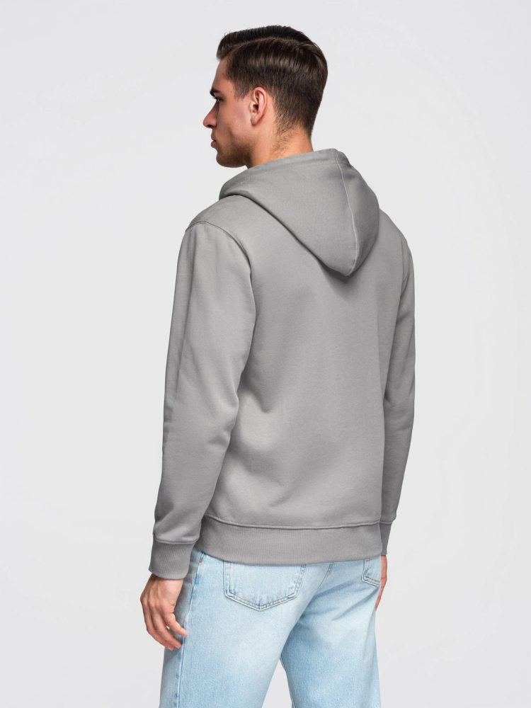Pánska mikina s kapucňou na zips- šedá