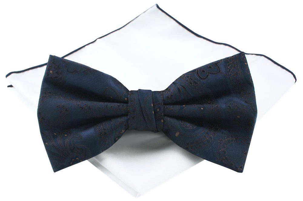 Elegantný tmavomodrý pánsky motýlik so vzorom