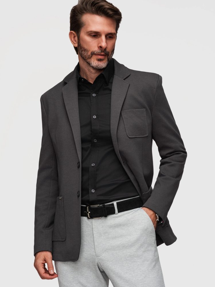 Športové sako slim fit grafitové
