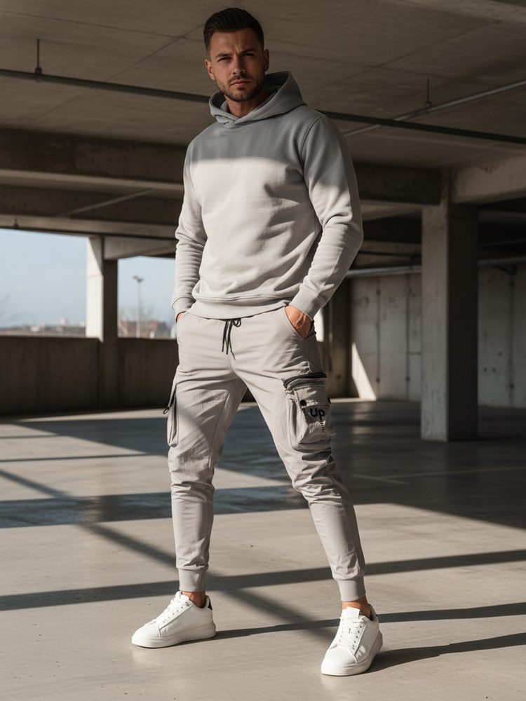 Trendy jogger kapsáčové nohavice pre pánov šedé