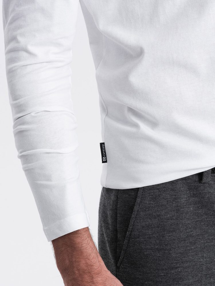 Pohodlné tričko s dlhým rukávom bez potlače biele-muži