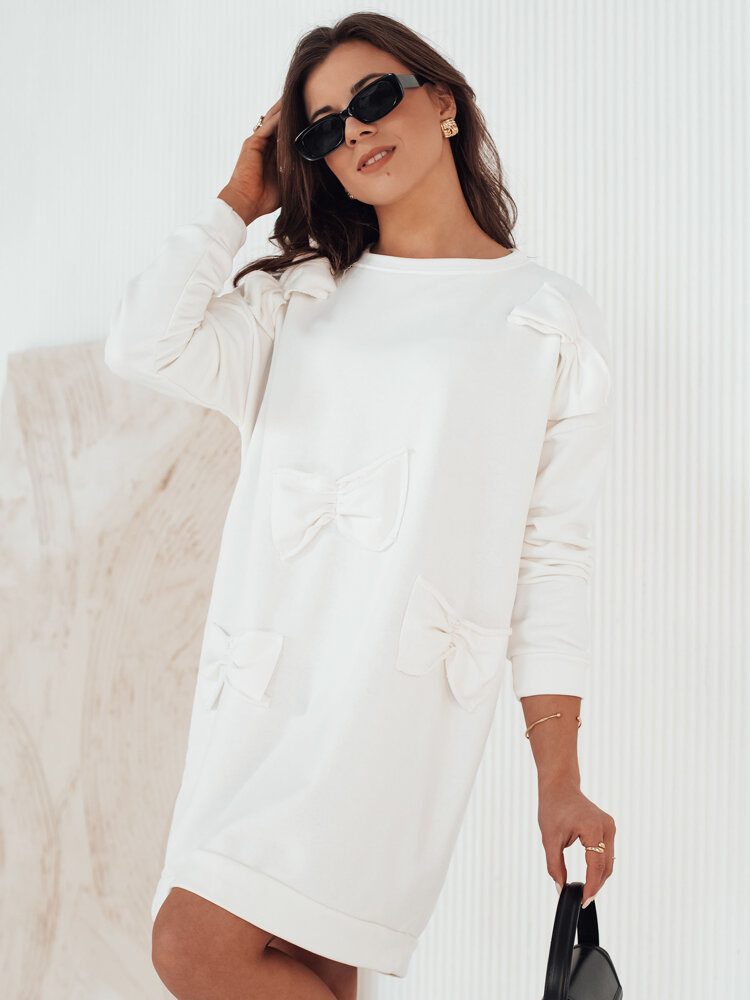 Biele šaty s ozdobnými mašľami Gastor