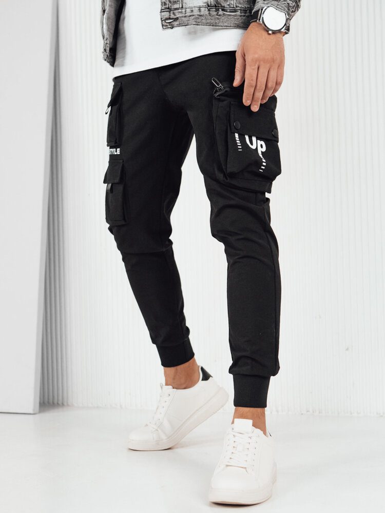 Trendy jogger kapsáčové nohavice pre pánov čierne