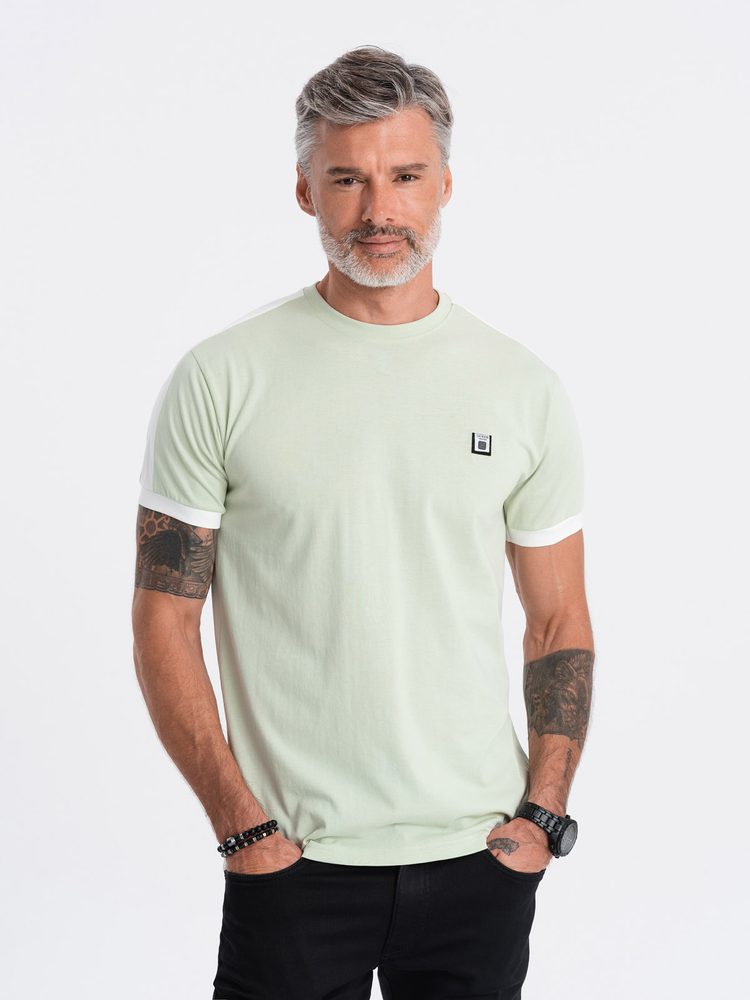 Moderné tričko s krátkym rukávom a nášivkou mätové-muži