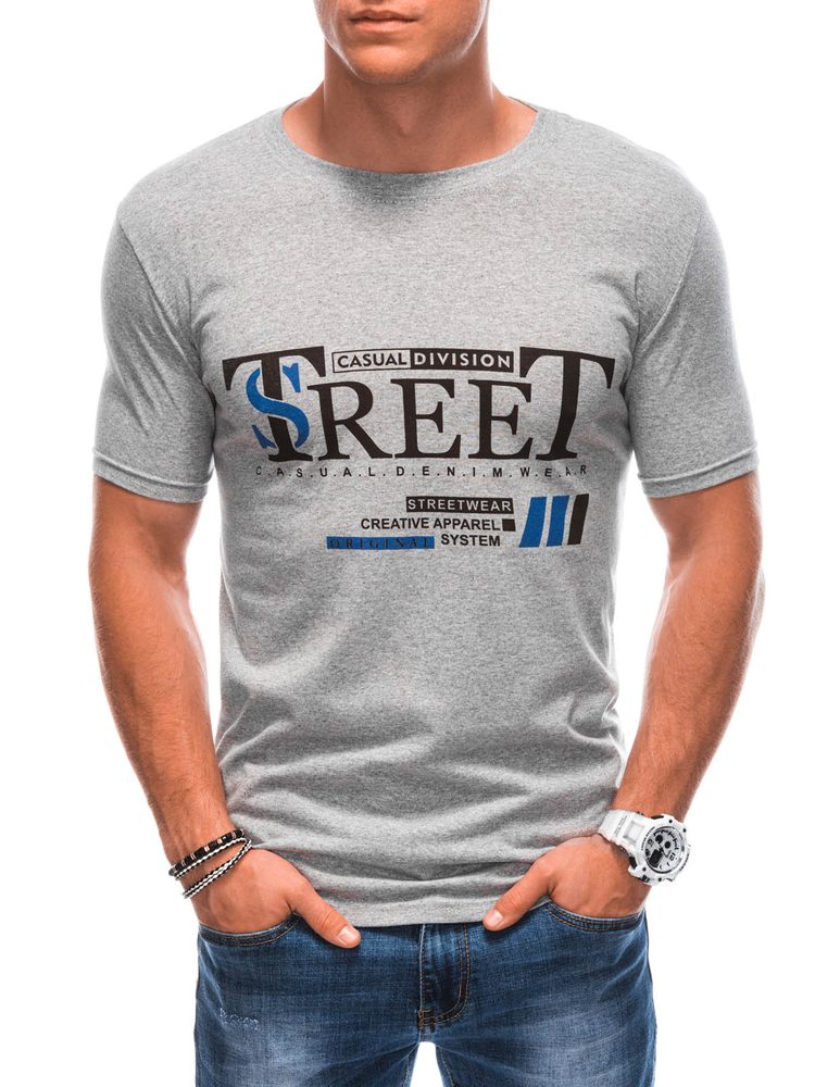 Pánske tričko s krátkym rukávom s jedinečným nápisom šedé
