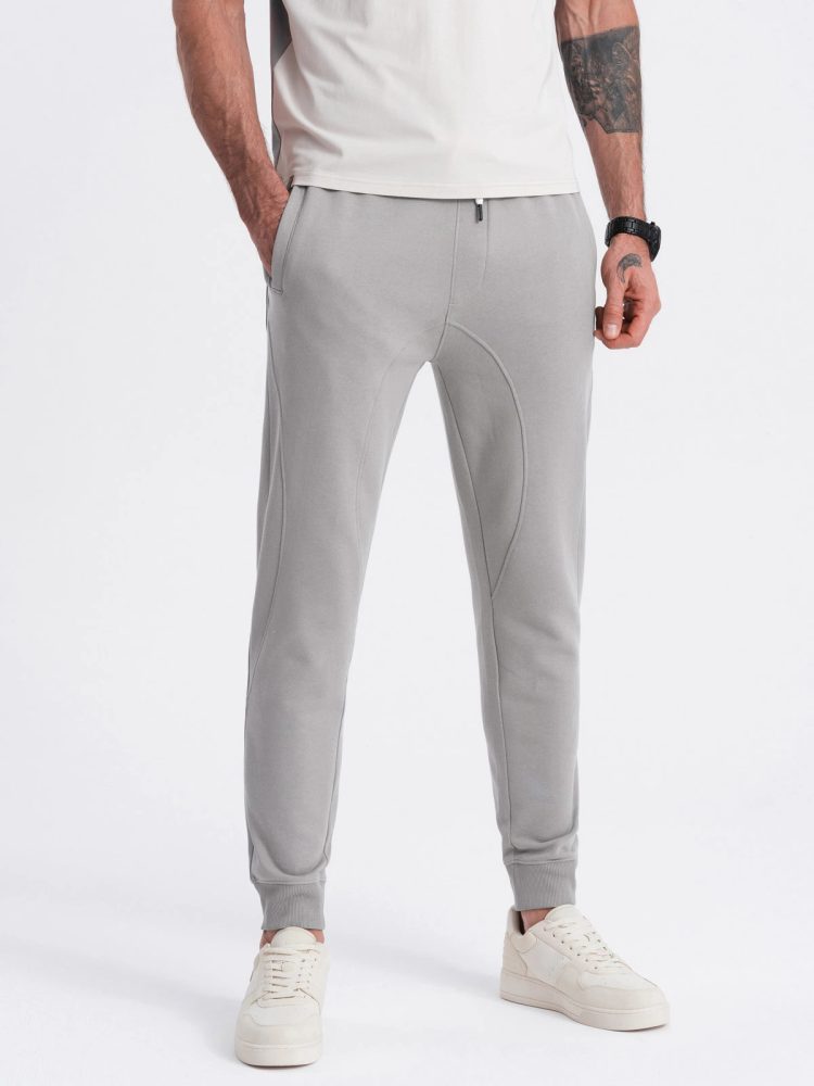 E-shop Šedé tepláky s trendy prešívaním V8 PABS-0173
