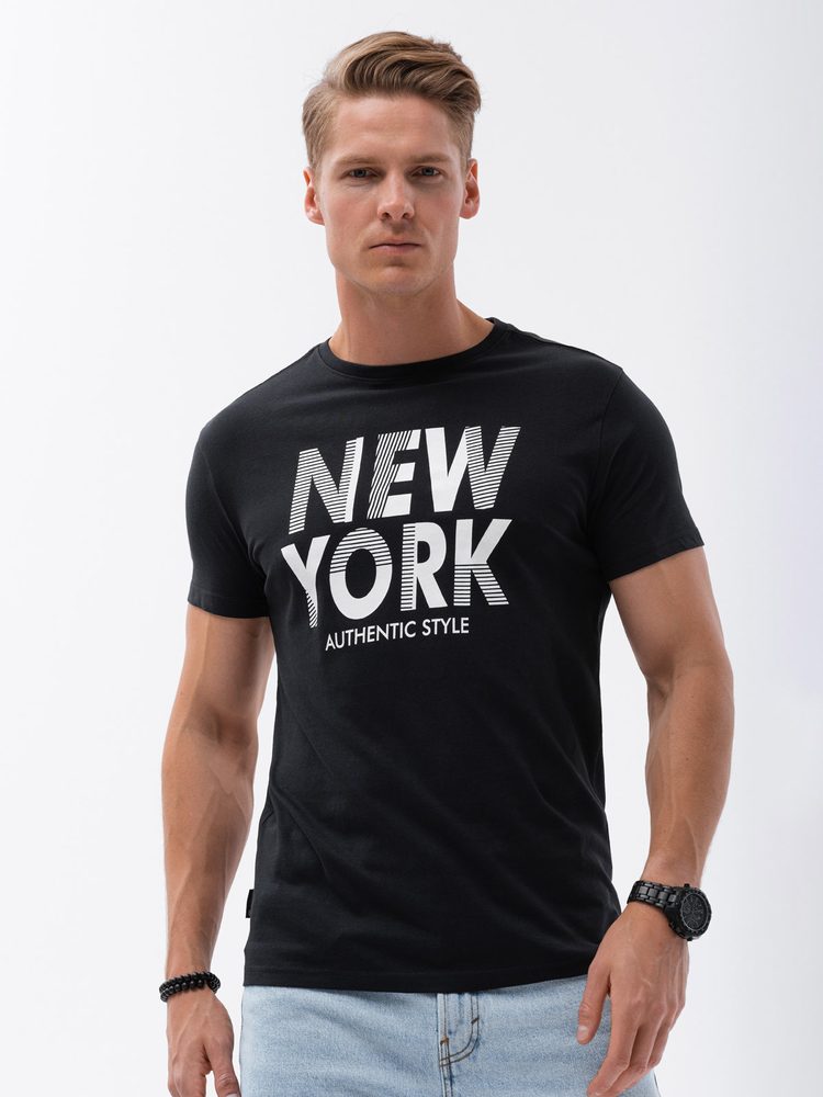 E-shop Čierne tričko s nápisom V3 TSPT-0124
