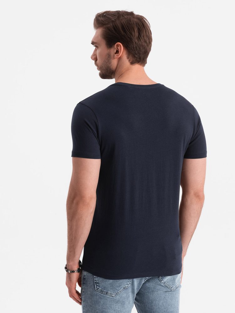 Bavlnené tričko s krátkym rukávom tmavo modré- pre mužov