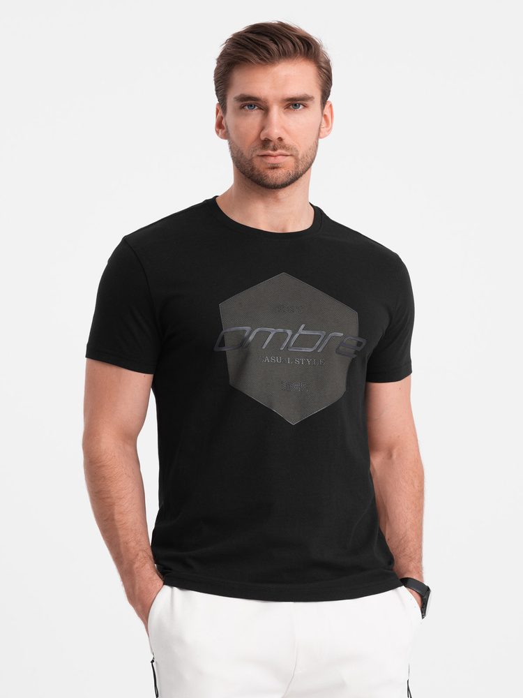 E-shop Jedinečné čierne tričko s logom V2 TSPT-0141