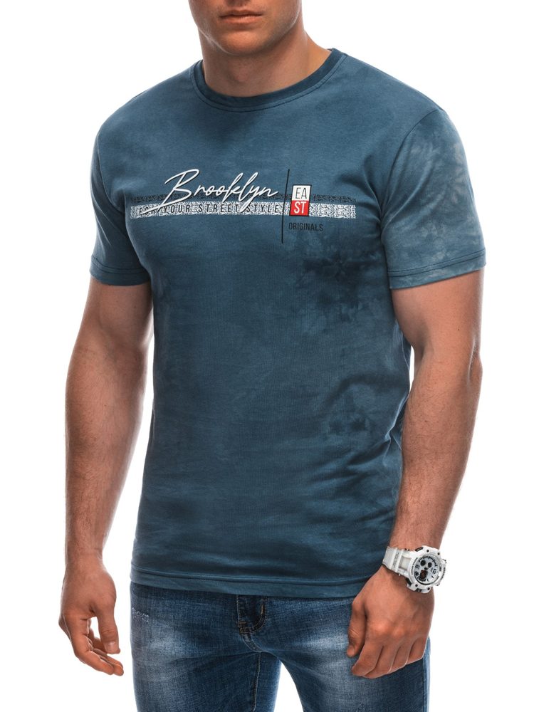 Originálne pánske tričko s krátkym rukávom-potlačou-modré