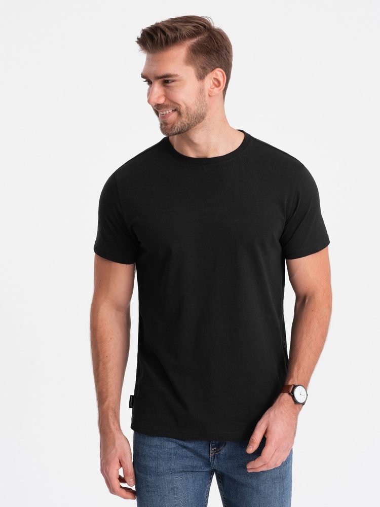 E-shop Bavlnené klasické čierne tričko s krátkym rukávom V1 TSBS-0146
