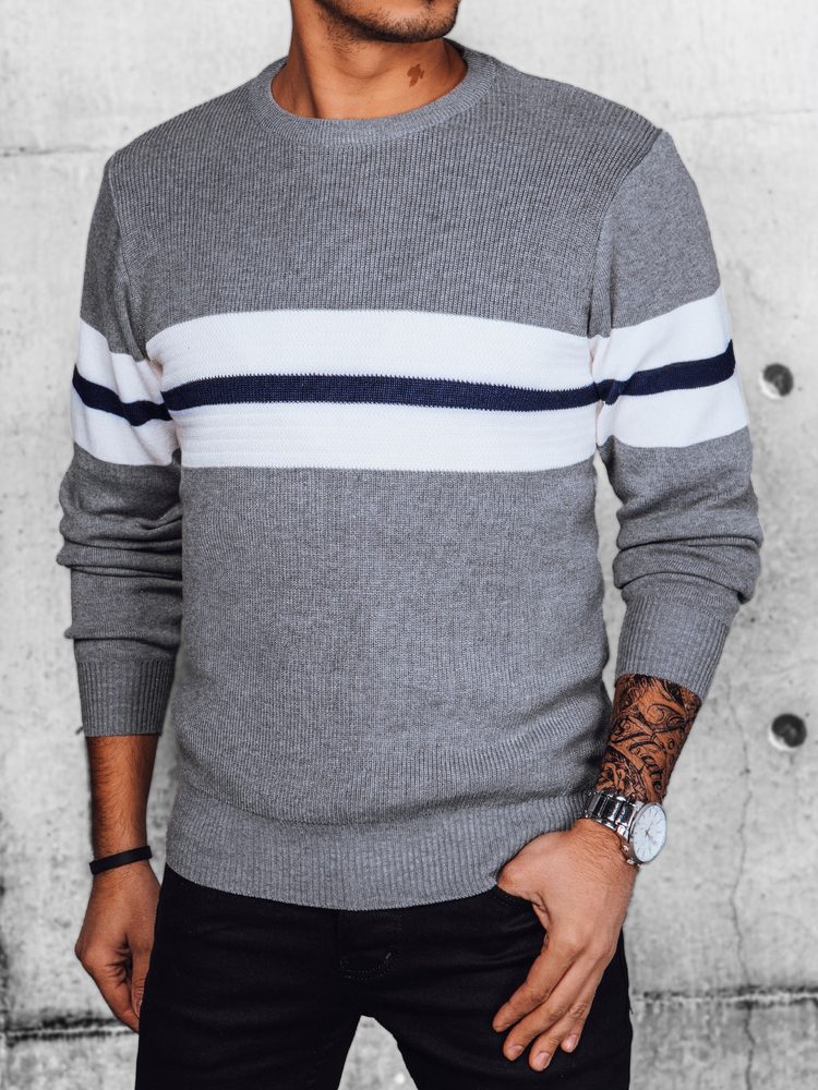 Originálny pánsky sveter - šedý