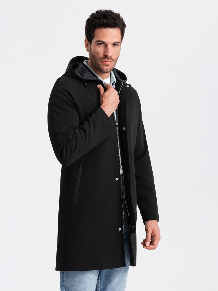 Elegantný kabát pre pánov čierny