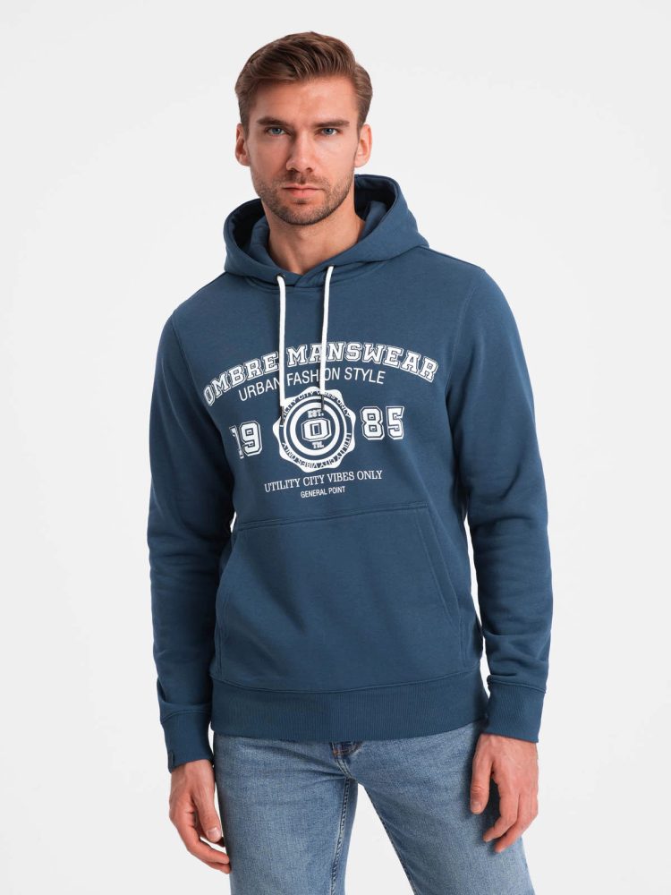 E-shop Mikina s kapucňou pre mužov modrá v2 om-ssps-0143