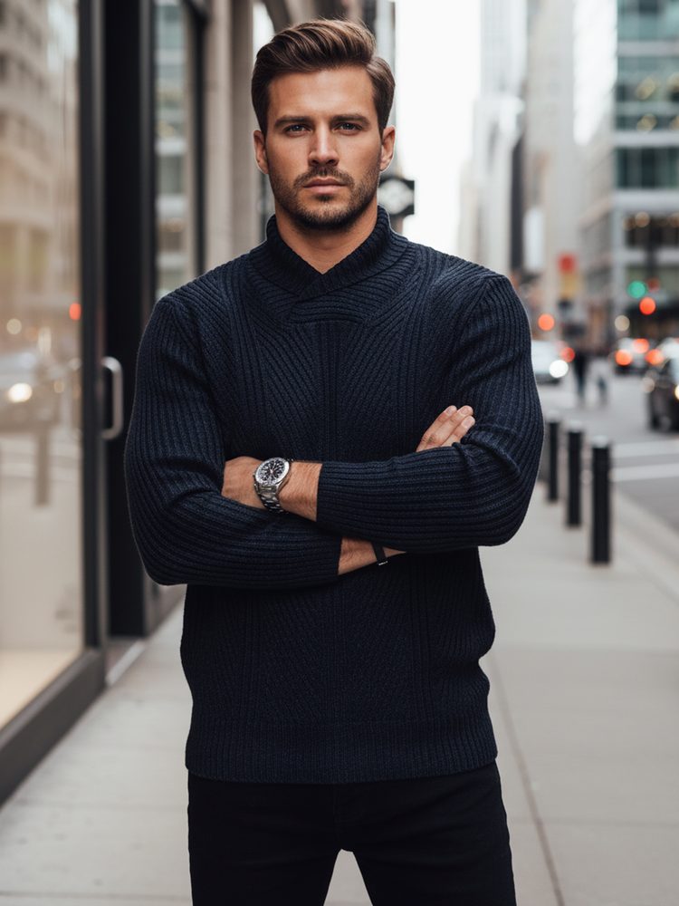 Pánsky vlnený sveter modrý