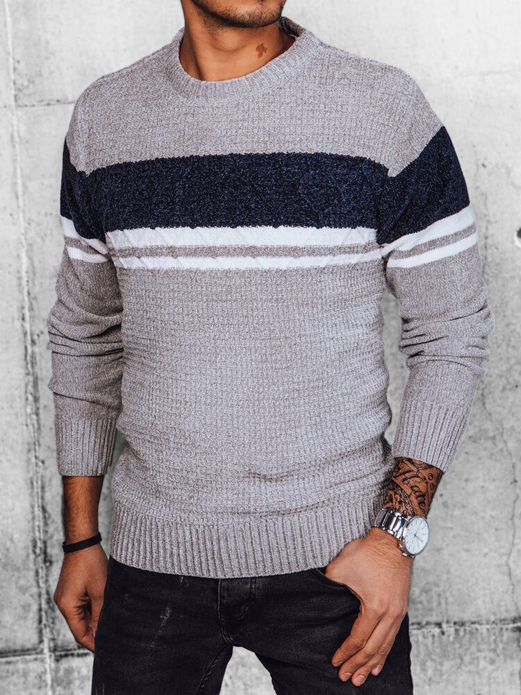 E-shop Jedinečný hrubý šedý sveter