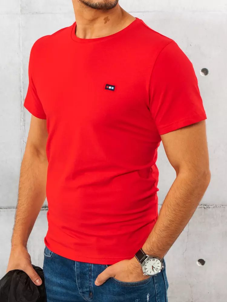 Jednoduché tričko s krátkym rukávom červené-muži
