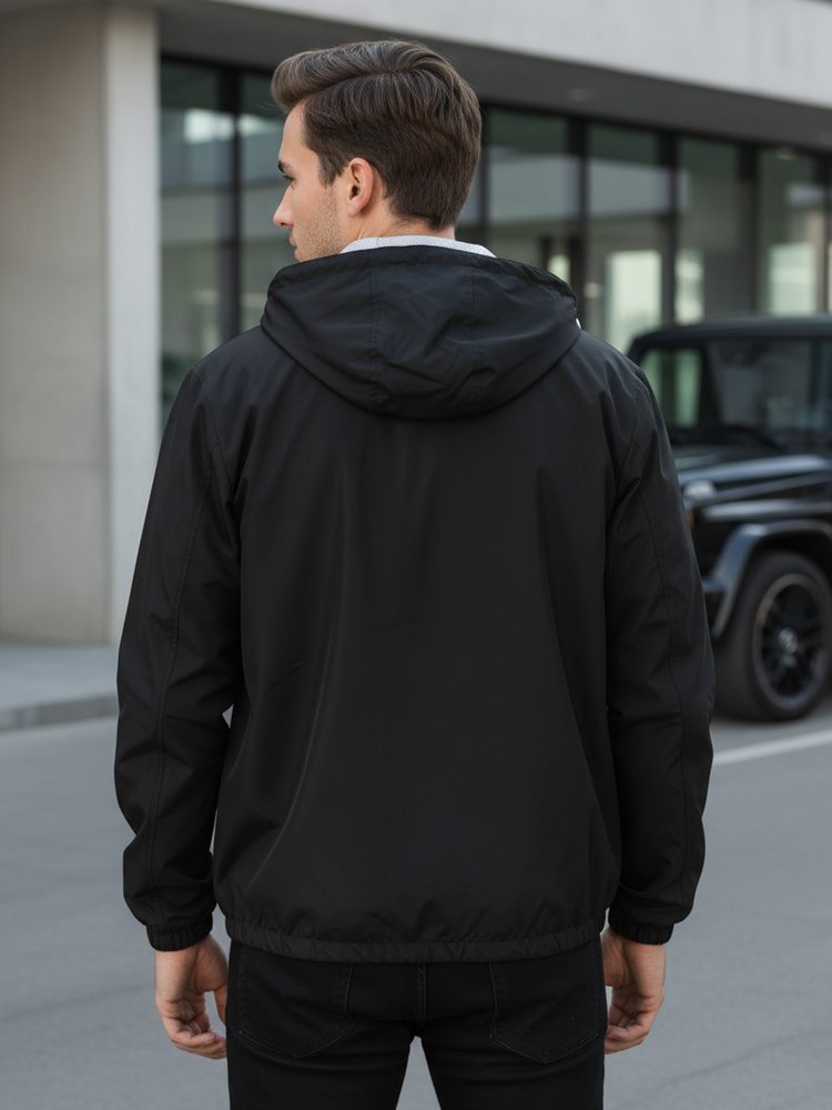 Trendy bunda s kapucňou pre pánov čierna