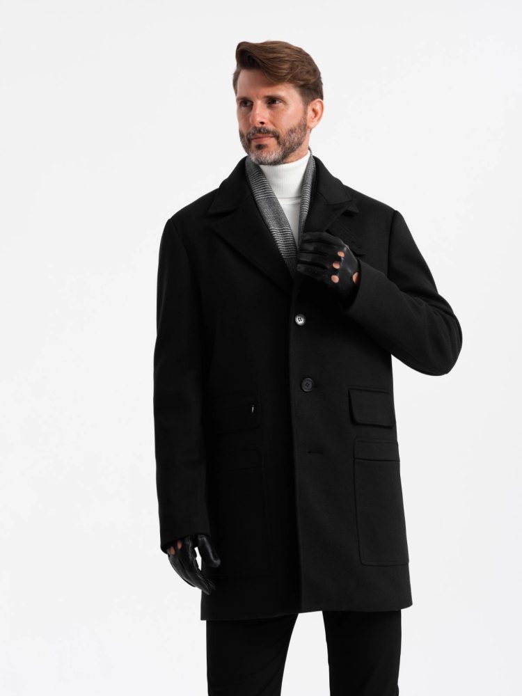 Elegantný kabát pre pánov čierny
