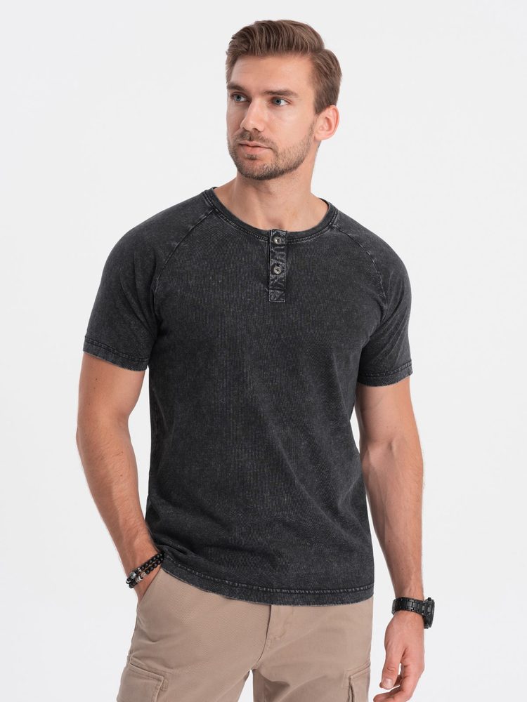 E-shop Čierne tričko na gombíky V1 S1757