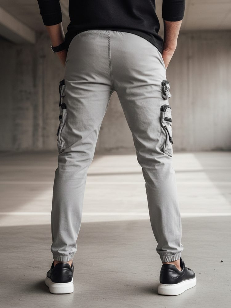 Trendy jogger kapsáčové nohavice pre pánov šedé