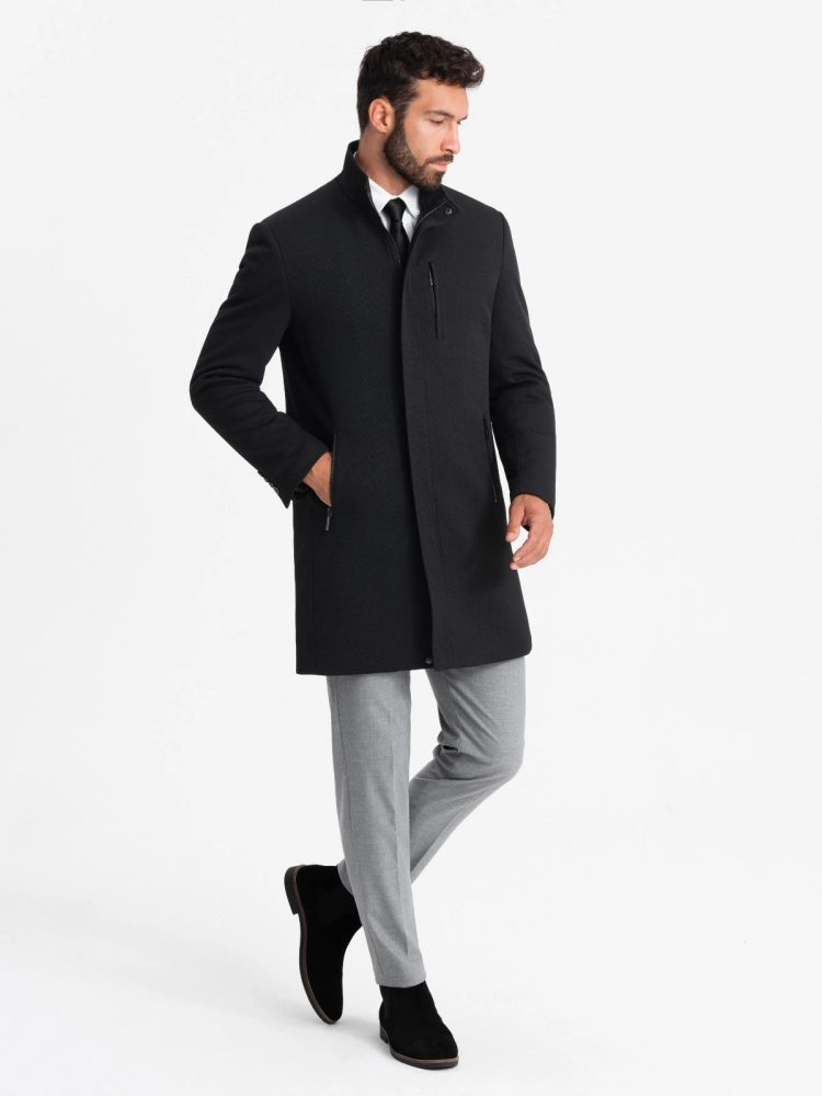 Elegantný kabát pre pánov čierny