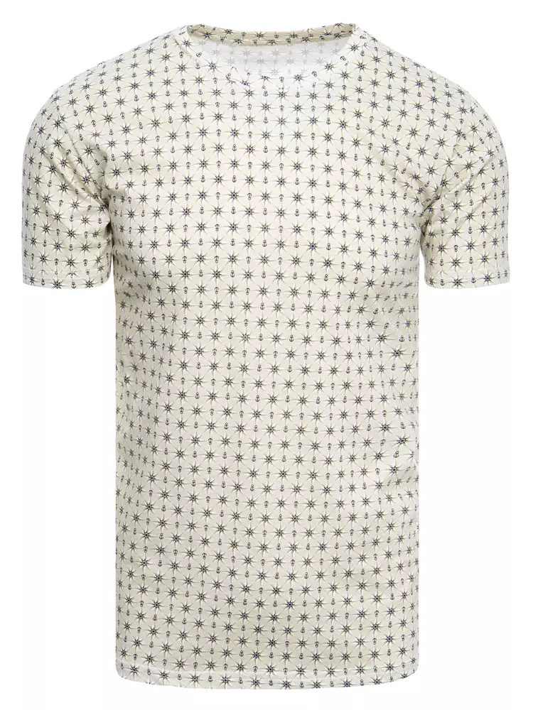 Originálne tričko v modernom prevedení s krátkym rukávom pre pánov béžové