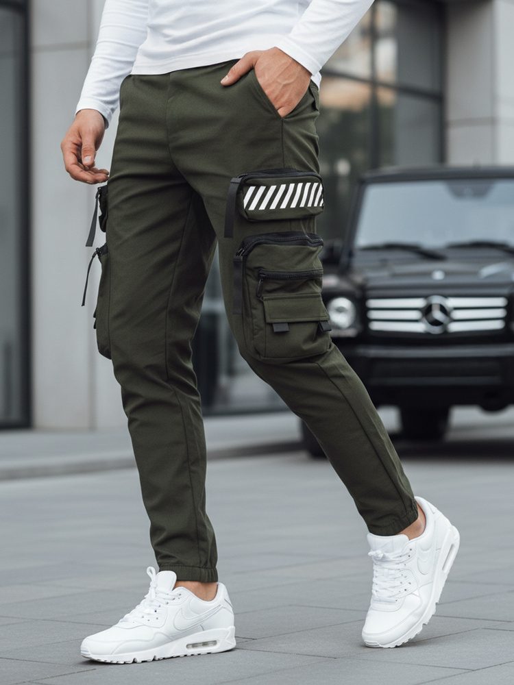 Trendy jogger kapsáčové nohavice pre pánov zelené