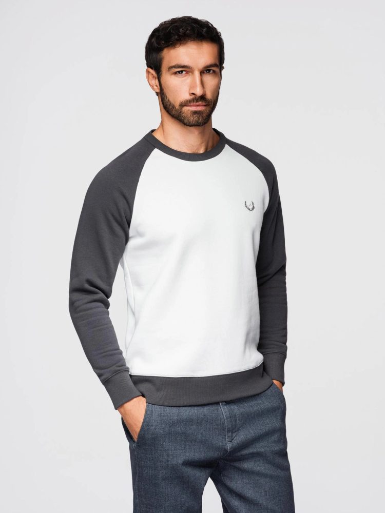 E-shop Moderná bielo-grafitová mikina bez kapucne V1 SSNZ-0239