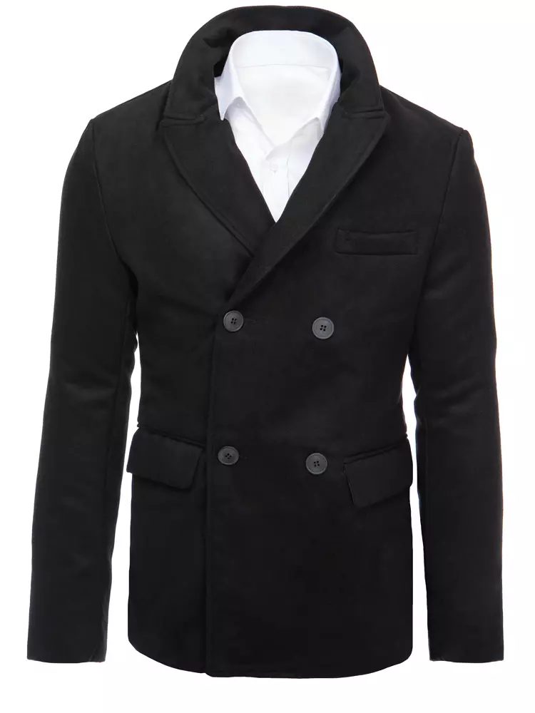 Moderný pánsky kabát bez kapucne čierny