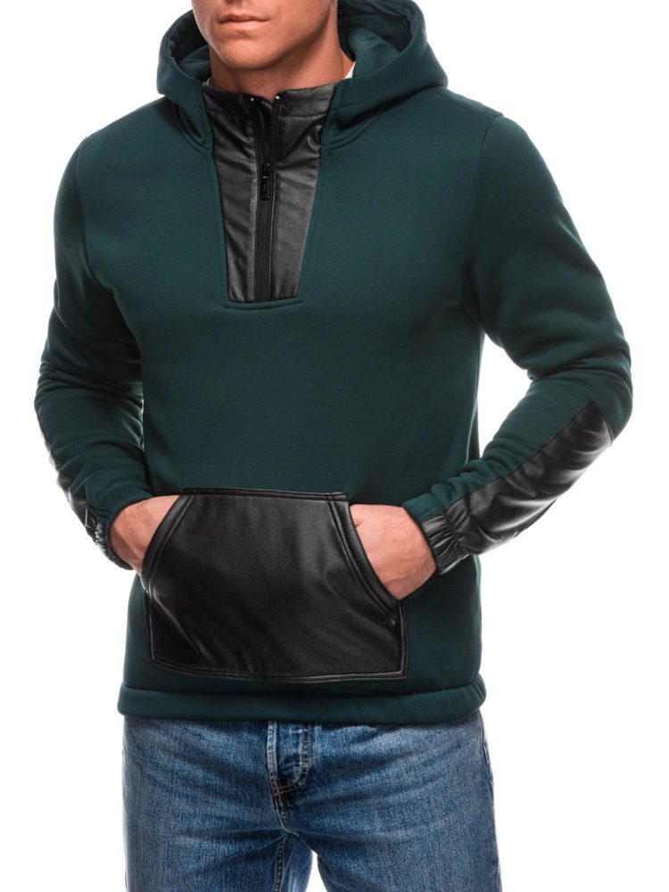 Trendy pánska mikina s kapucňou zelená