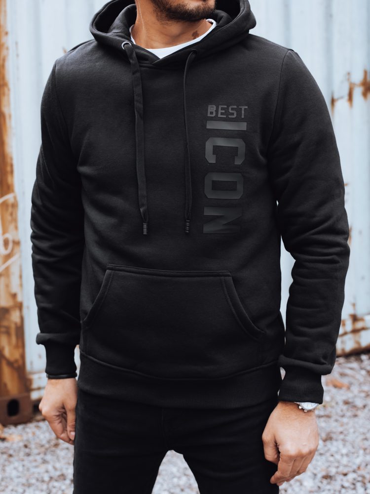 E-shop Čierna pánska mikina s trendy nápisom
