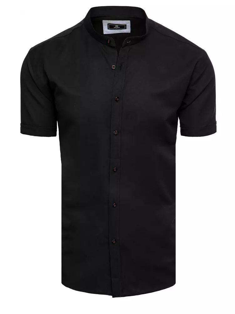 Krátka košeľa jednofarebná pre pánov čierna