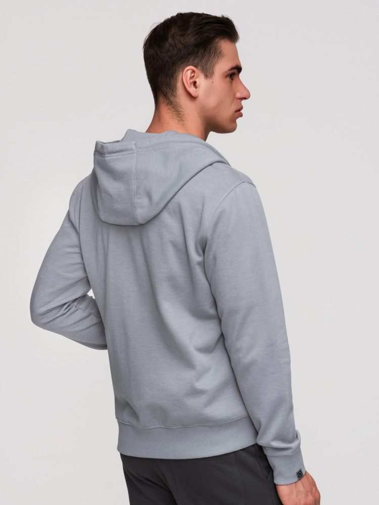 Mikina na zips s kapucňou šedá