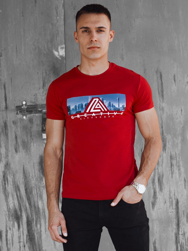 Trendy tričko s krátkym rukávom pre pánov červené